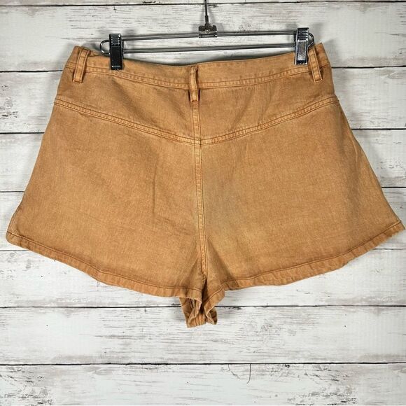 Free People Nora Mini Trouser Shorts Size 10 Honey Brown NEW - Picture 4 of 6